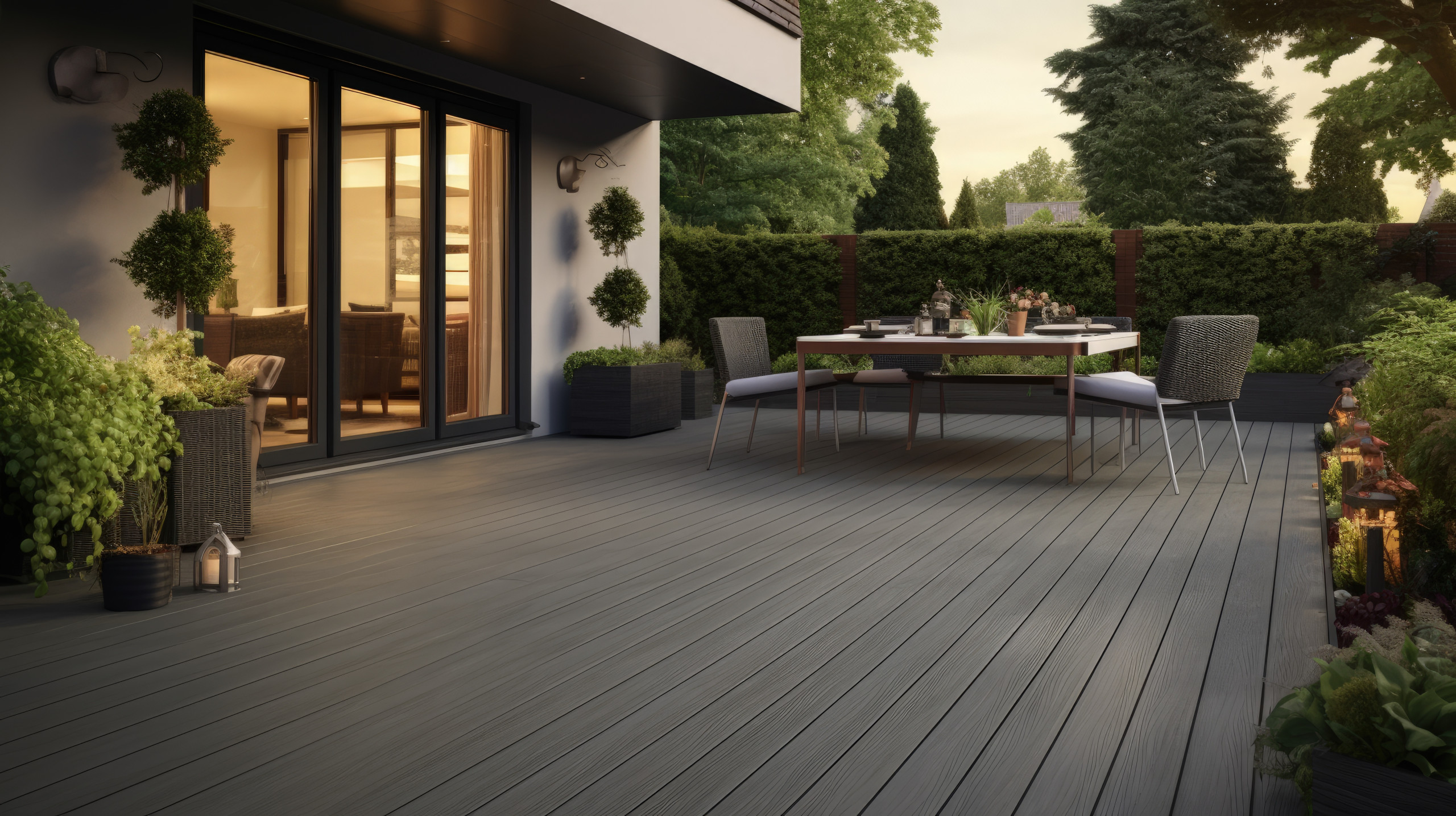 Composite decking in a modern setting